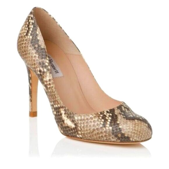 NWT LK Bennett 37 Snakeskin Leather Shilo Pumps Round Toe Heels Work Comfort 6.5